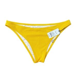 Shade and Shore Women’s Extra Cheeky Textured Yellow Bikini Bottoms-Size Large
